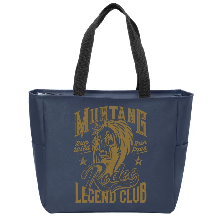 Mustang Run Wild Run Free Rodeo Legend Club Zip Tote Bag