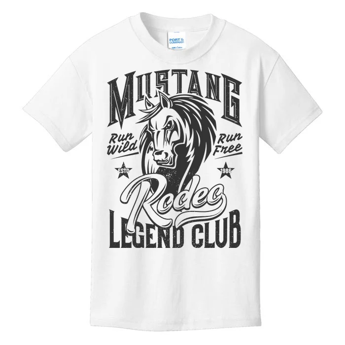 Mustang Run Wild Run Free Rodeo Legend Club Kids T-Shirt