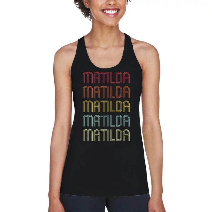 Matilda Retro Wordmark Pattern Vintage Personalized 70s Women's Racerback Tank