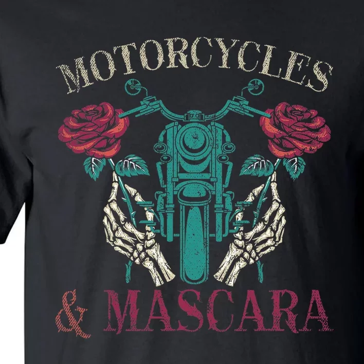 Motorbike Riding Women Motorcycles And Mascara Roses Biker Tall T-Shirt