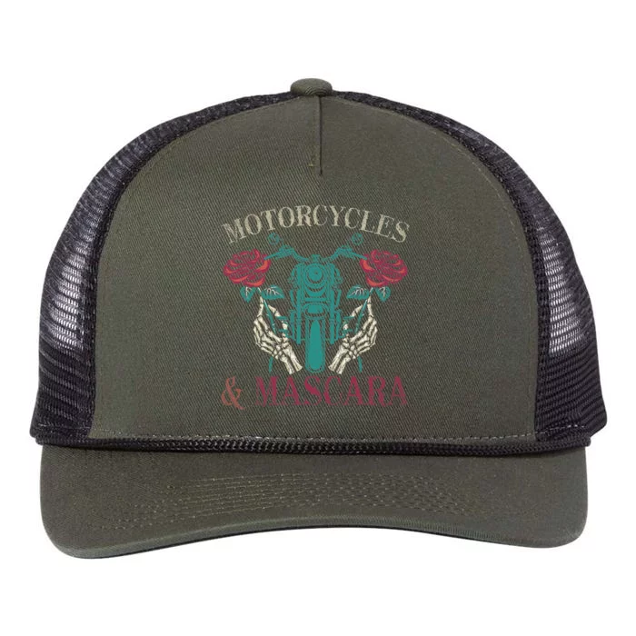 Motorbike Riding Women Motorcycles And Mascara Roses Biker Retro Rope Trucker Hat Cap