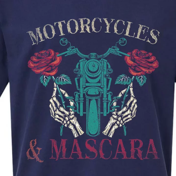 Motorbike Riding Women Motorcycles And Mascara Roses Biker Sueded Cloud Jersey T-Shirt