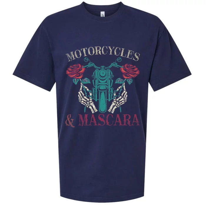 Motorbike Riding Women Motorcycles And Mascara Roses Biker Sueded Cloud Jersey T-Shirt