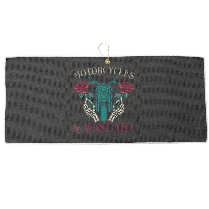 Motorbike Riding Women Motorcycles And Mascara Roses Biker Large Microfiber Waffle Golf Towel