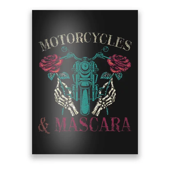 Motorbike Riding Women Motorcycles And Mascara Roses Biker Poster