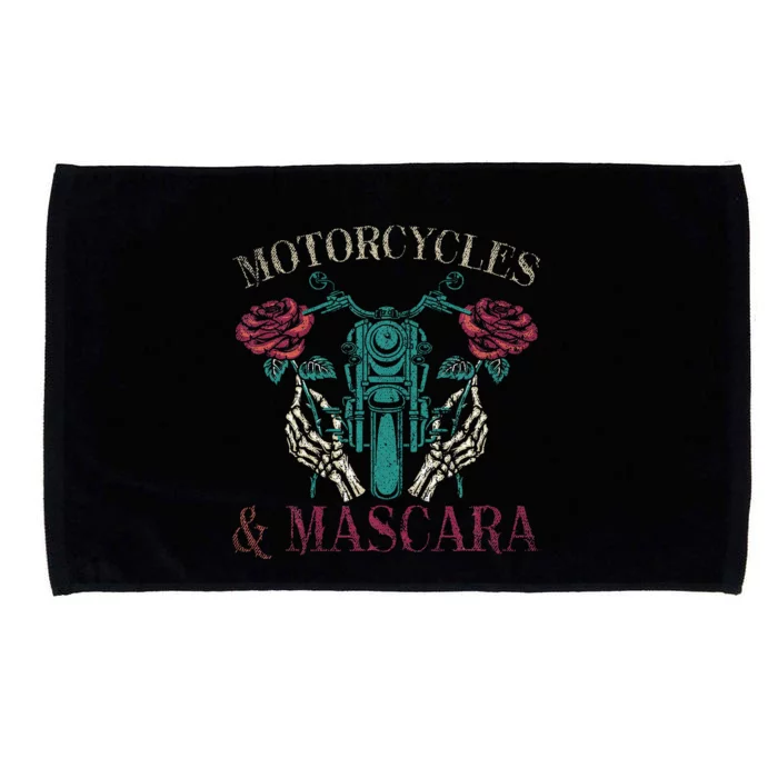 Motorbike Riding Women Motorcycles And Mascara Roses Biker Microfiber Hand Towel