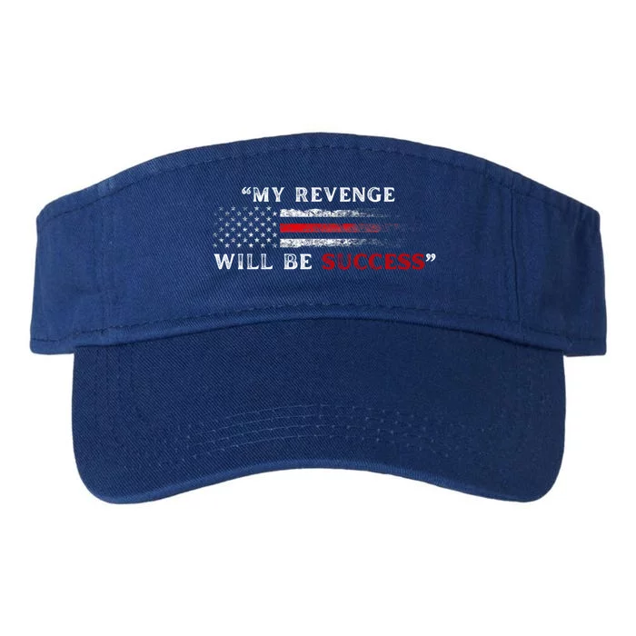 My Revenge Will Be Success Trump 2024 Vintage American Flag Gift Valucap Bio-Washed Visor