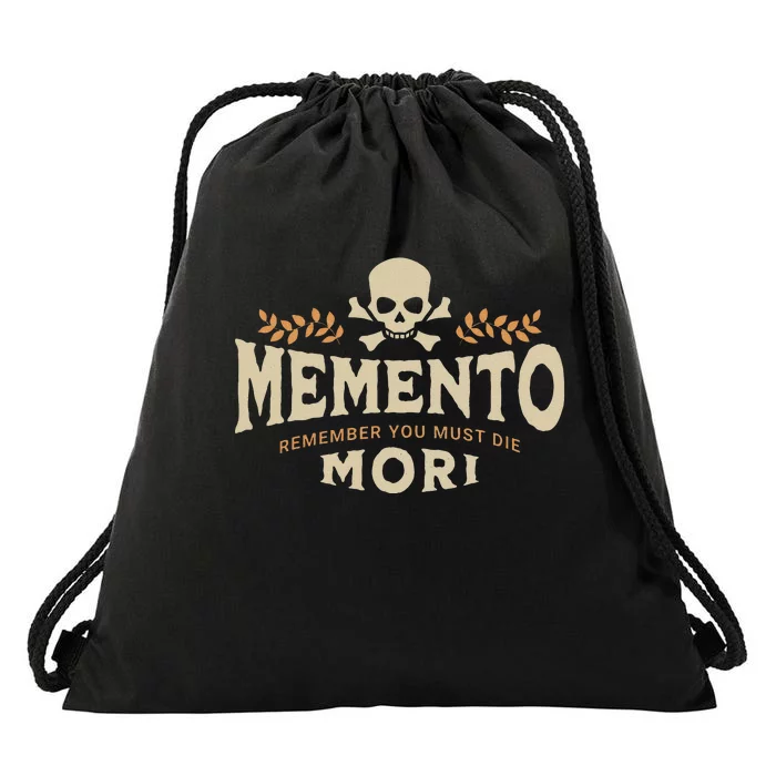 Memento remember you must die Mori Skull Drawstring Bag