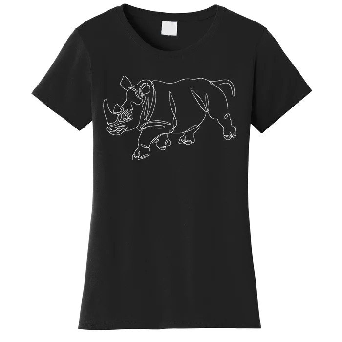 Minimalist Rhino Zoologist Rhinoceros Safari Animal Lover Women's T-Shirt