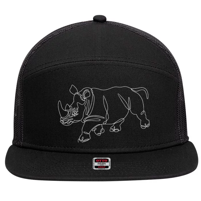 Minimalist Rhino Zoologist Rhinoceros Safari Animal Lover 7 Panel Mesh Trucker Snapback Hat