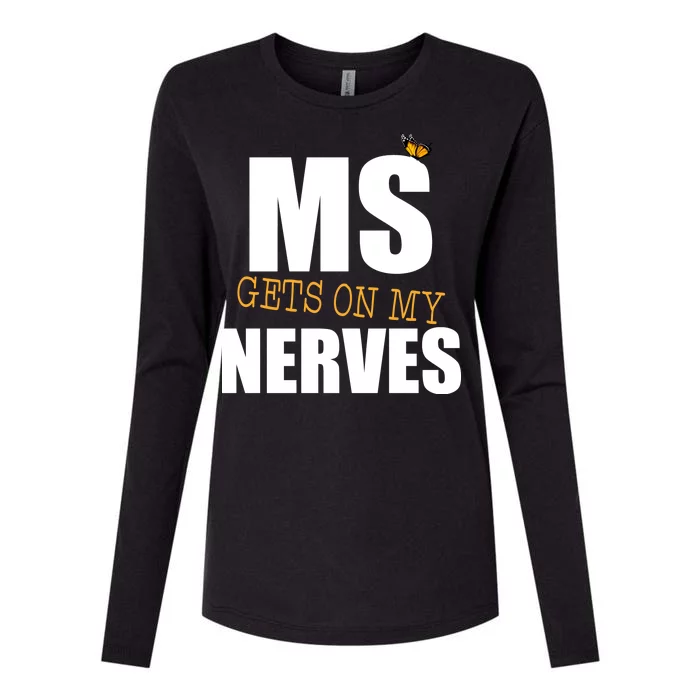 MS Gets On My Nerves Multiple Sclerosis Womens Cotton Relaxed Long Sleeve T-Shirt