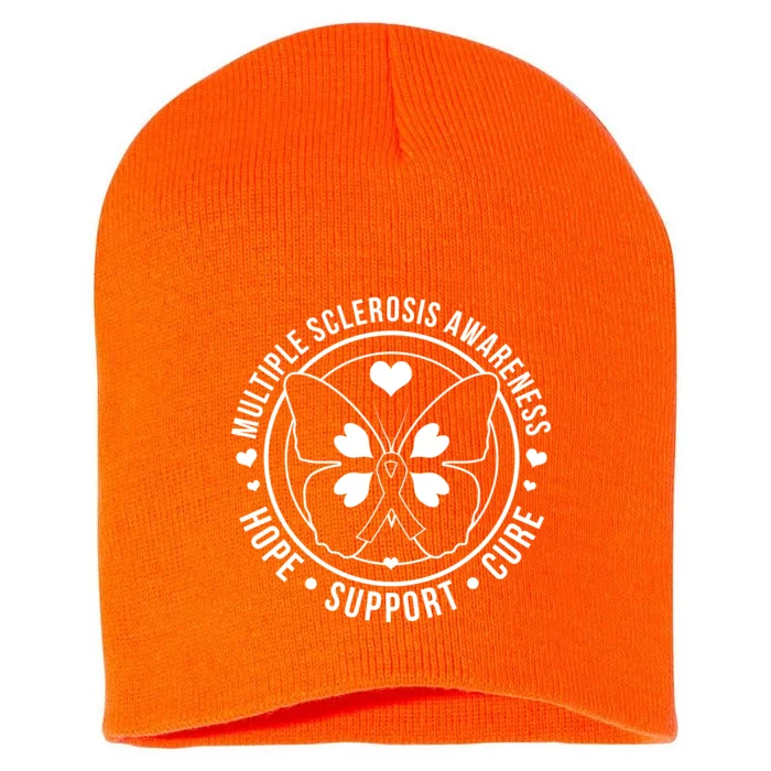 MS Multiple Sclerosis Awareness Hope Support Cure Short Acrylic Beanie