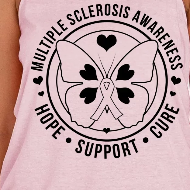 MS Multiple Sclerosis Awareness Hope Support Cure Women's Knotted Racerback Tank