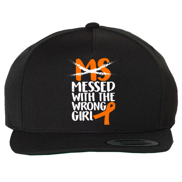 MS Multiple Sclerosis Messed With The Wrong Chick Wool Snapback Cap