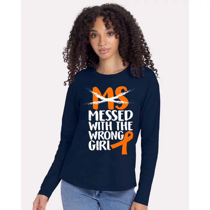 MS Multiple Sclerosis Messed With The Wrong Chick Womens Cotton Relaxed Long Sleeve T-Shirt