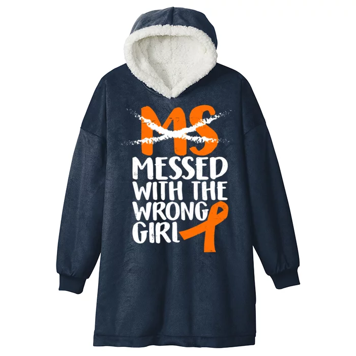 MS Multiple Sclerosis Messed With The Wrong Chick Hooded Wearable Blanket