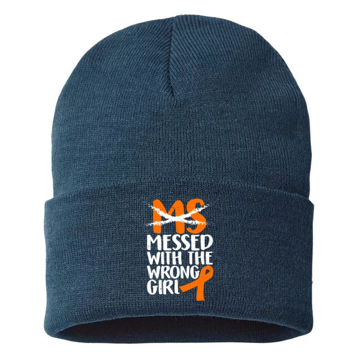 MS Multiple Sclerosis Messed With The Wrong Chick Sustainable Knit Beanie