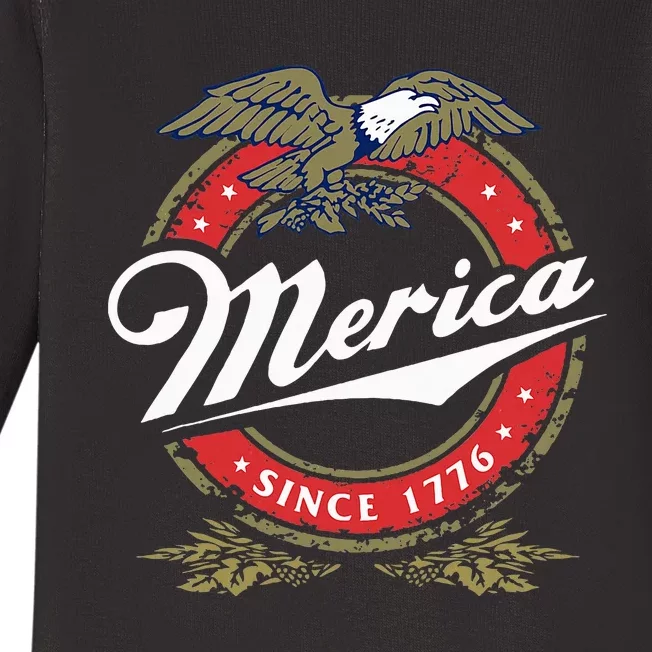 Merica Since 1776 Funny 4th Of July Merica Since 1776 Baby Long Sleeve Bodysuit