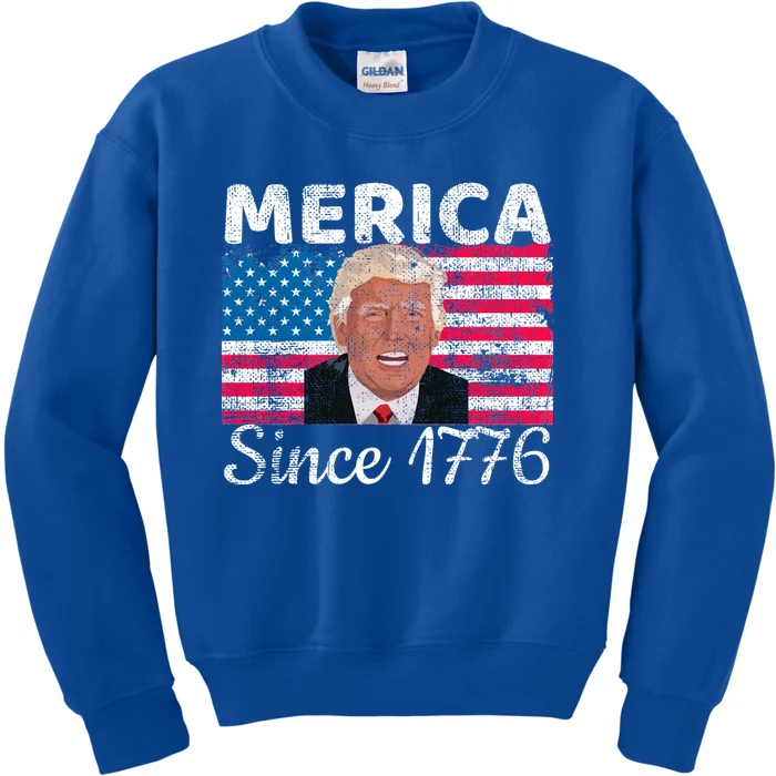 Merica Since 1776 4th Of July Trump Party Gift Funny Gift Funny Gift Kids Sweatshirt