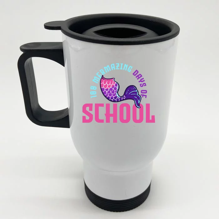 Mermaid Swim 100th Day Of School Student Gift Front & Back Stainless Steel Travel Mug