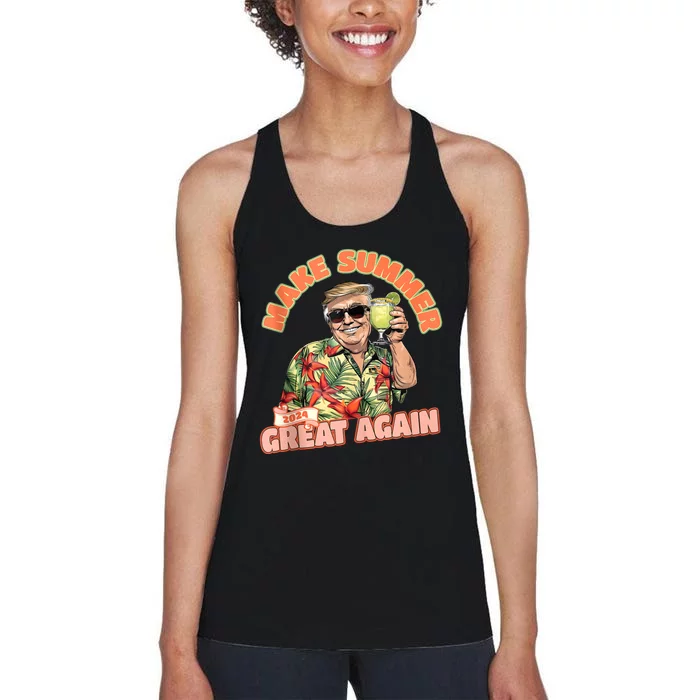 Make Summer 2024 Great Again Donald Trump Vacation Hawaii Women's Racerback Tank