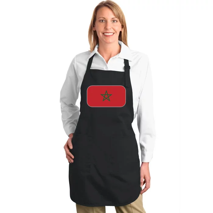 Morocco Soccer Moroccan Flag Full-Length Apron With Pocket