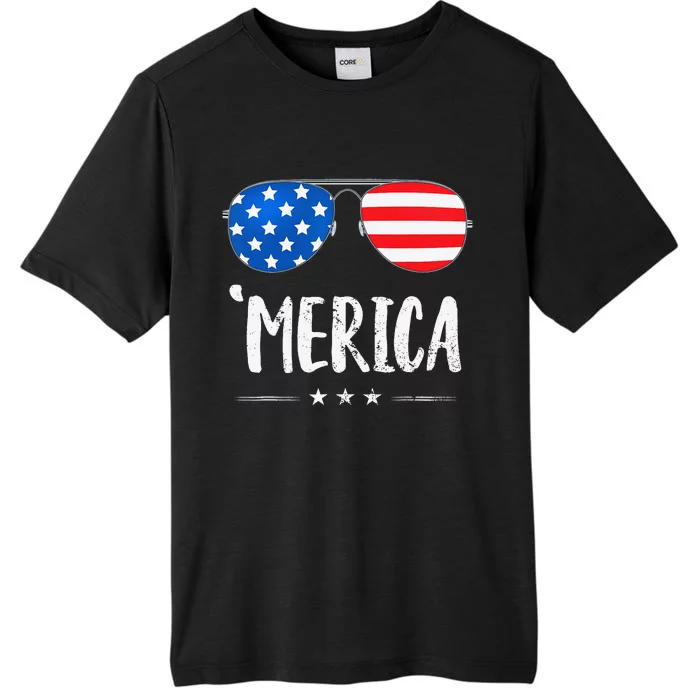 Merica Sunglasses 4th of JulyUSA Flag Patriotic ChromaSoft Performance T-Shirt