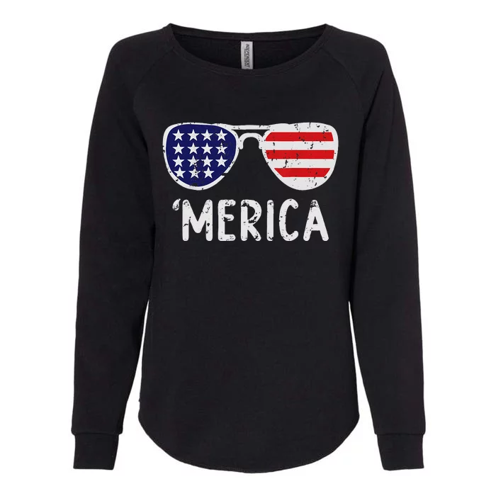 Merica Sunglasses 4th Of July Usa Womens California Wash Sweatshirt