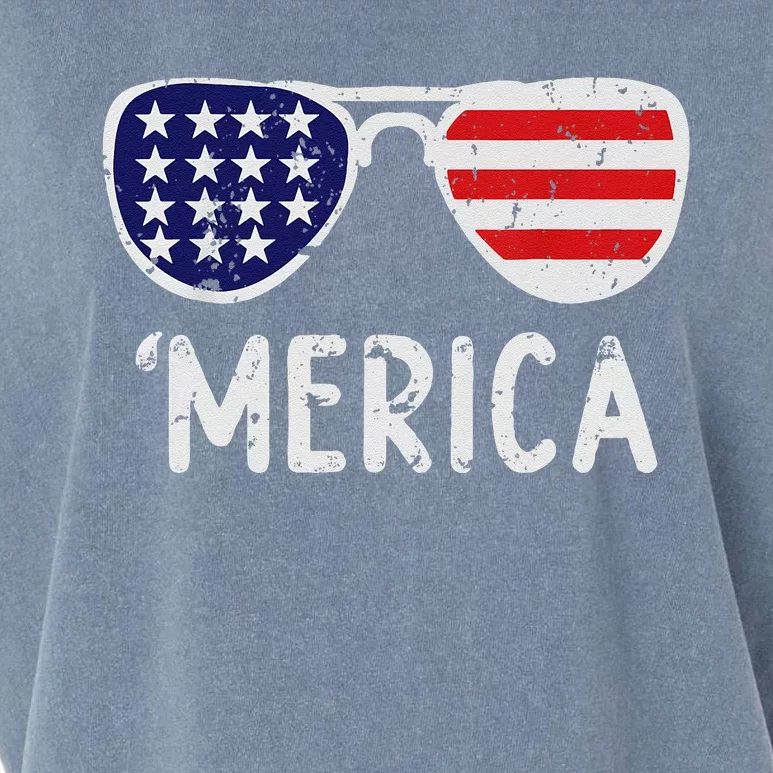 Merica Sunglasses 4th Of July Usa Garment-Dyed Women's Muscle Tee