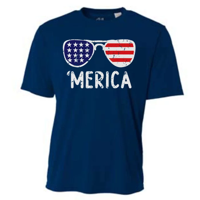 Merica Sunglasses 4th Of July Usa Cooling Performance Crew T-Shirt