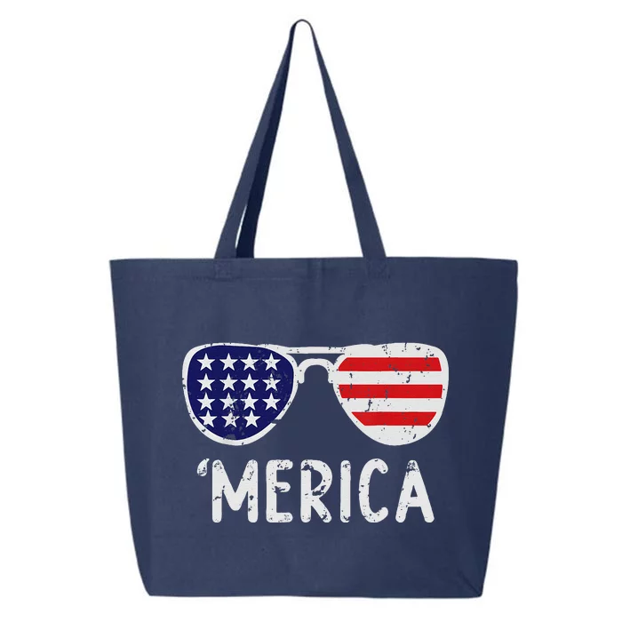 Merica Sunglasses 4th Of July Usa 25L Jumbo Tote