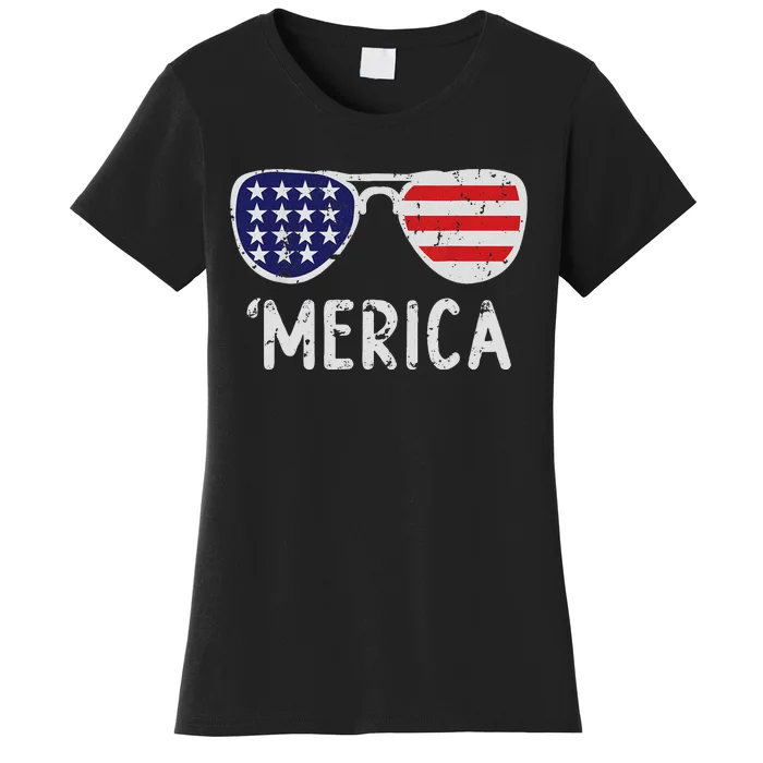 Merica Sunglasses 4th Of July Usa Pride Women's T-Shirt