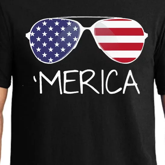 Merica Sunglasses 4th Of July USA Flag Pajama Set