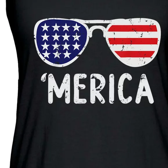 Merica Sunglasses 4th Of July Boy Girl Kids Men USA Ladies Essential Flowy Tank