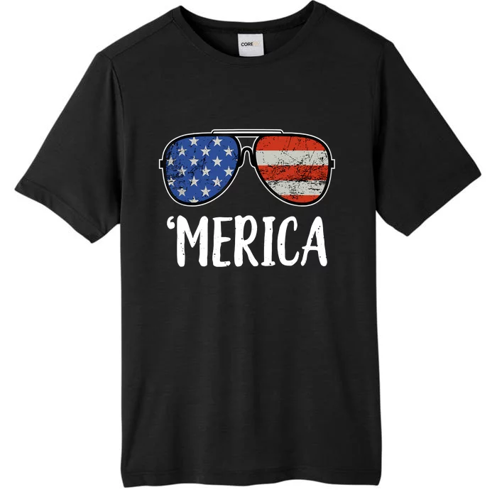 Merica Sunglasses 4th Of July USA American Flag ChromaSoft Performance T-Shirt