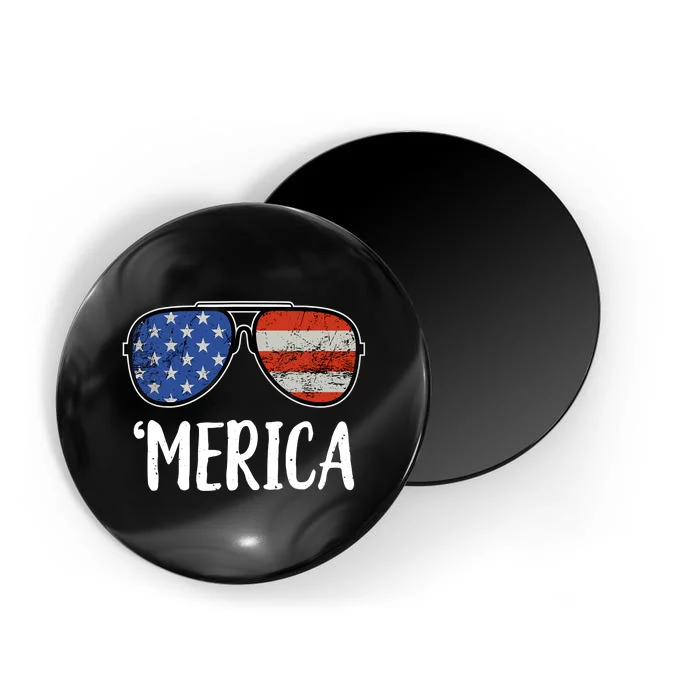 Merica Sunglasses 4th Of July USA American Flag Magnet