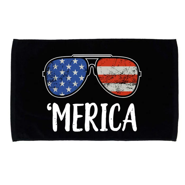 Merica Sunglasses 4th Of July USA American Flag Microfiber Hand Towel