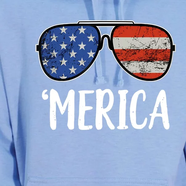 Merica Sunglasses 4th Of July USA American Flag Unisex Surf Hoodie