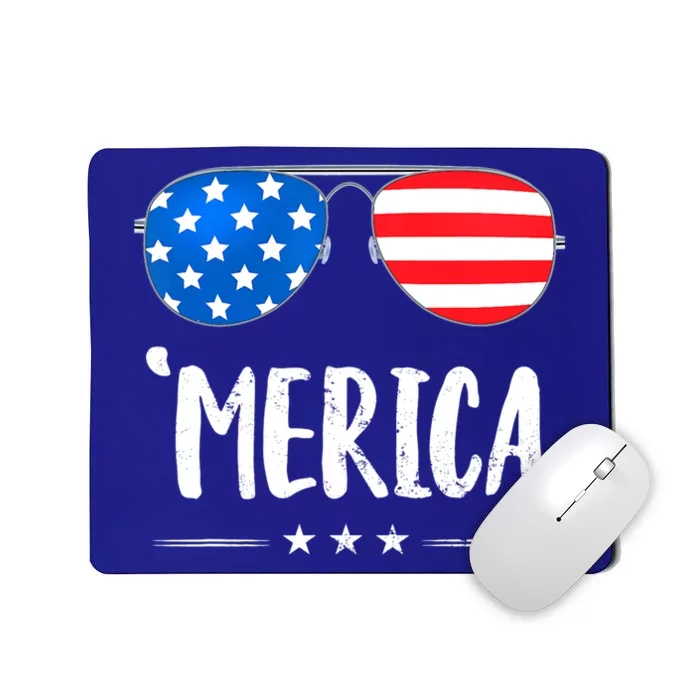 Merica Sunglasses 4th Of July Usa Flag Patriotic Gift Mousepad