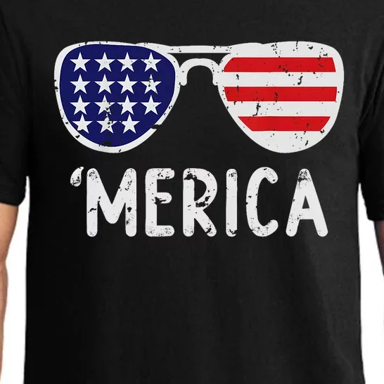 Merica Sunglasses 4th Of July Usa Pajama Set