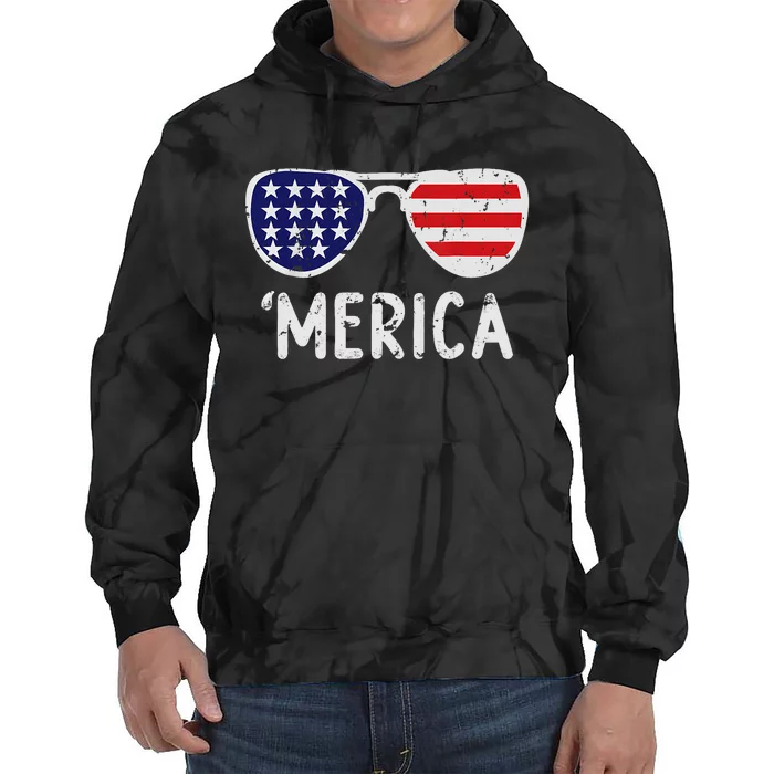 Merica Sunglasses 4th Of July Usa Tie Dye Hoodie