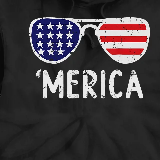 Merica Sunglasses 4th Of July Usa Tie Dye Hoodie