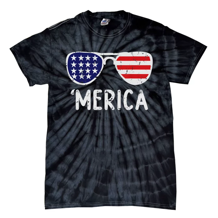 Merica Sunglasses 4th Of July Usa Tie-Dye T-Shirt