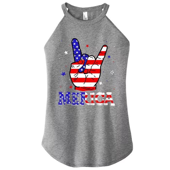 Merica Sign 4th Of July Vintage America Flag Retro Usa Cute Gift Women’s Perfect Tri Rocker Tank