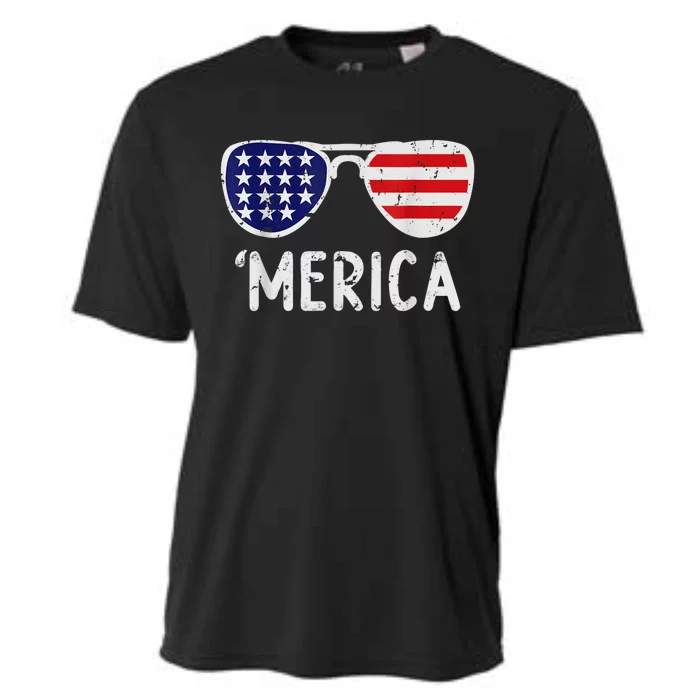 Merica Sunglasses 4th Of July Usa Cooling Performance Crew T-Shirt