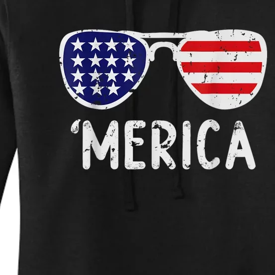 Merica Sunglasses 4th Of July Usa Women's Pullover Hoodie