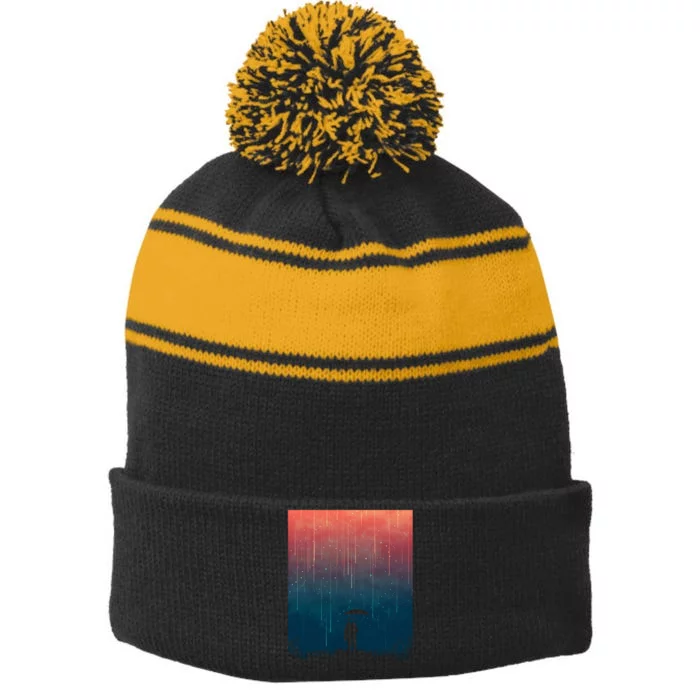 Meteor Shower Stripe Pom Pom Beanie