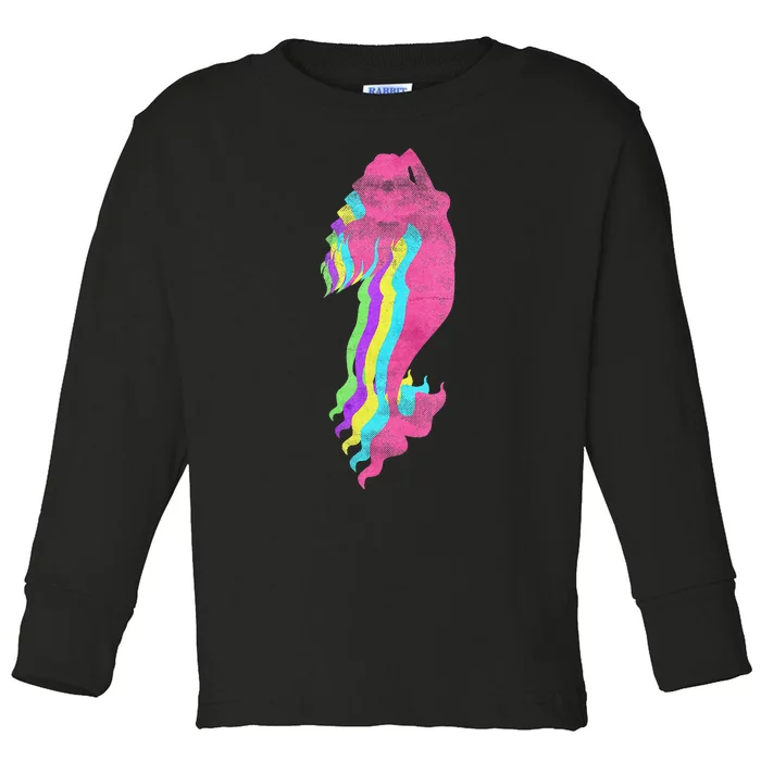 Mermaid Swimming. 80s. Colors. 1980s. Toddler Long Sleeve Shirt