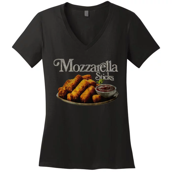 Mozzarella Sticks 90S  Mozzarella Stick Lover Bread Women's V-Neck T-Shirt