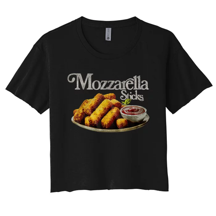 Mozzarella Sticks 90s Mozzarella Stick Lover Bread Women's Crop Top Tee